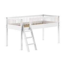 Halvhøj seng 90 x 200 cm – Forrest Beech, hvid