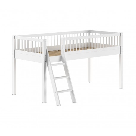 Halvhøj seng 90 x 200 cm – Forrest Beech, hvid