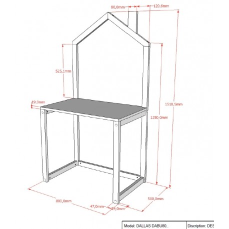 Skrivebord til børn – Dallas, hvid