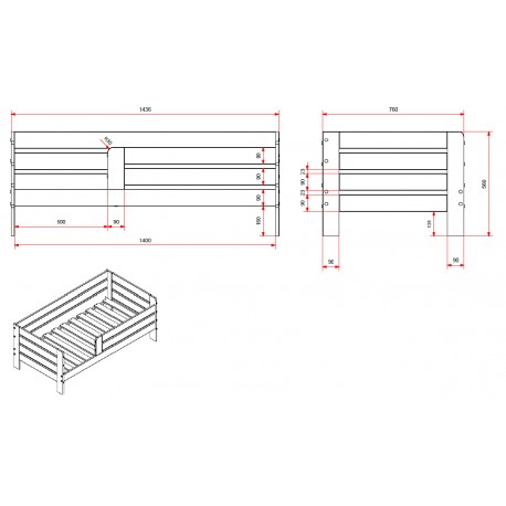 Børneseng 70 x 140 cm – hvid junior/toddler seng i massivt fyr