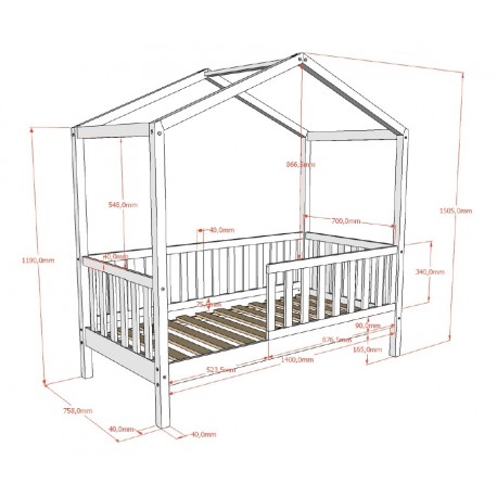 Børneseng hus – Dallas juniorseng 70 x 140 cm, hvid