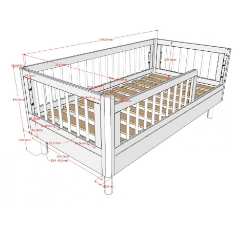 Børneseng junior 70 x 140 cm – Forrest Oak i eg