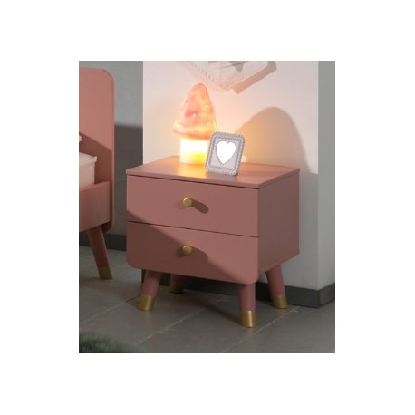 Sengebord Billy – lyserød med 2 skuffer