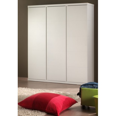 Garderobeskab med skydedøre – Lara, hvid MDF