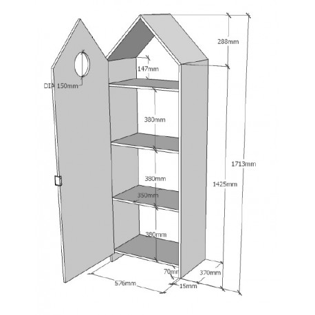 Børneskab sæt med åbent skab og mintgrøn dør – Casami, flerfarvet