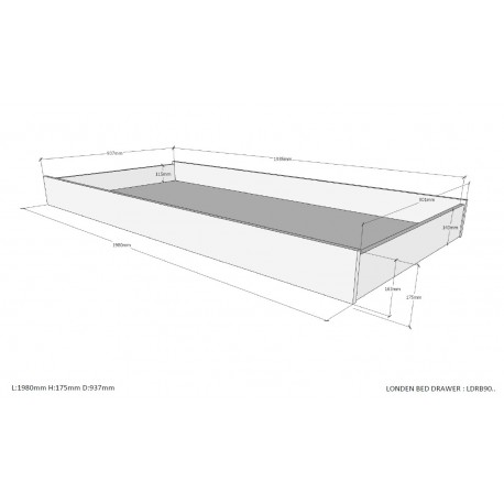 Børneværelse møbelsæt London – 90x200/90x190 cm, antracit