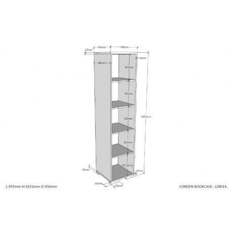 Børneværelse møbelsæt London – 90x200/90x190 cm, antracit