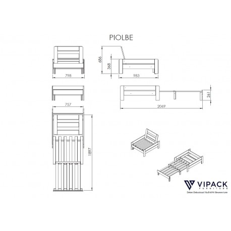 Køjeseng med hems og sovesofa Pino 140 x 200 cm – hvid