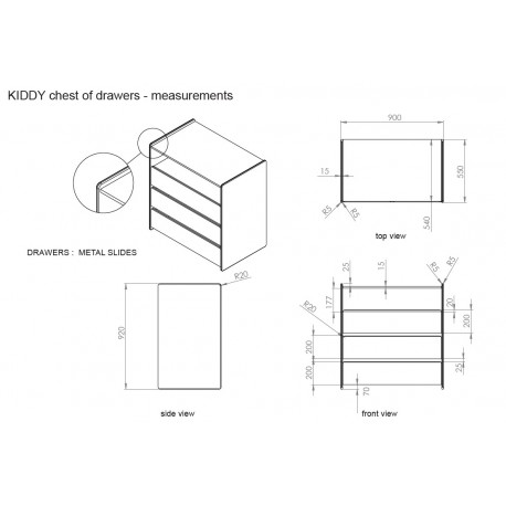 Skuffekommode med pusletop – Kiddy, hvid
