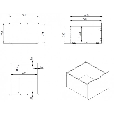 Halvhøj børneseng med rutsjebane og 2 skuffer – Pino, grå
