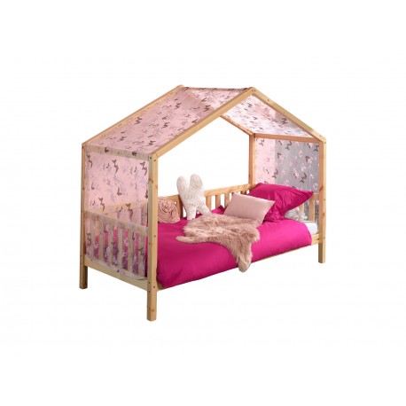 Børneseng hus seng 90 x 200 cm – Dallas sæt, natur