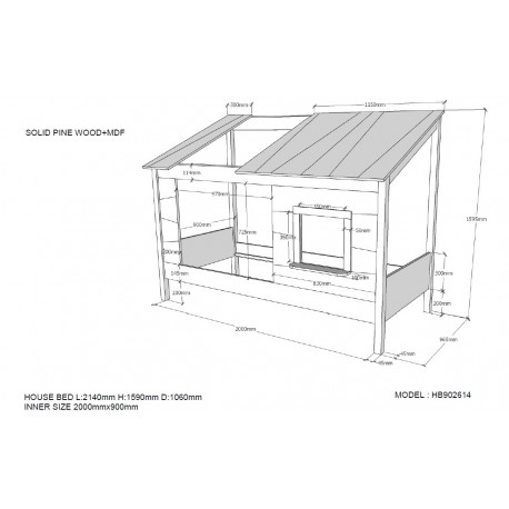 Børneseng hus seng med skuffe 90 x 200 cm – hvid (Housebed Sæt)
