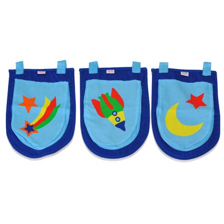 Halvhøj seng med rutsjebane – Pino, hvid, Astro tekstilsæt