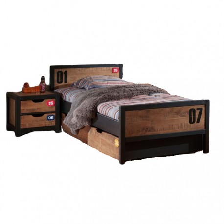 Børneseng med natbord 90 × 200 – Alex Sæt, natur