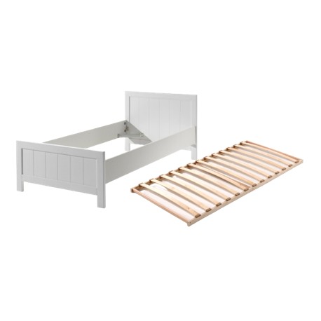 Enkeltseng 90×200 med lamelbund – Erik, hvid