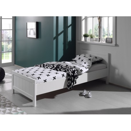 Enkeltseng 90×200 med lamelbund – Erik, hvid