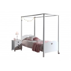 Himmelseng med natbord – Amori Sæt, hvid (90 × 200 cm)