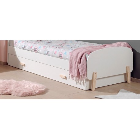 Børneseng med skuffe 90 x 200 cm – Kiddy, hvid