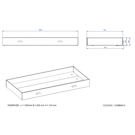 Børneseng med skuffe 90 x 200 cm – Kiddy, hvid