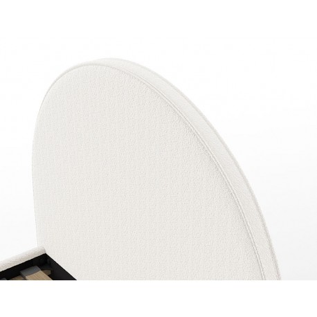 Seng med gavl 90 x 200 cm med puf – Moon, hvid bouclé