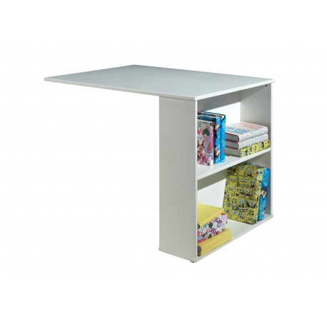 Halvhøj seng med skrivebord og kommode – Scott Sæt, hvid (90 × 200 cm)