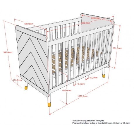 Babyværelse sæt med tremmeseng 60 × 120 cm og kommode – Billy, rosa/lyserød og hvid