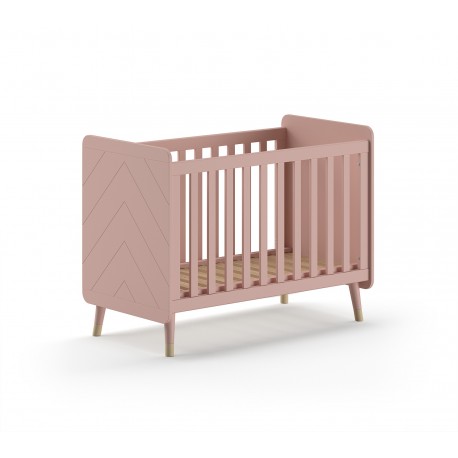 Babyværelse sæt med tremmeseng 60 × 120 cm og kommode – Billy, rosa/lyserød og hvid