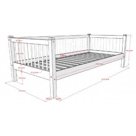 Børneseng med udtræk Forrest Oak (90 × 190/200 cm) – Eg