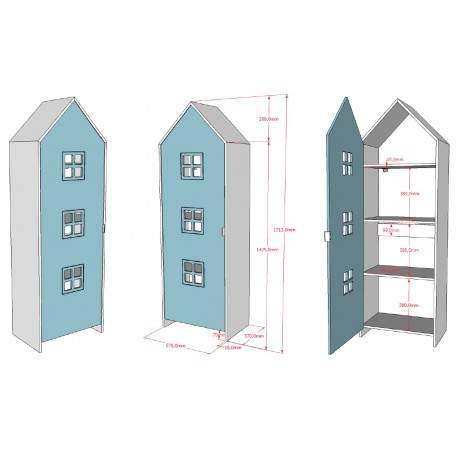 Børneskab sæt med hylder – Casami Bruges, flerfarvet