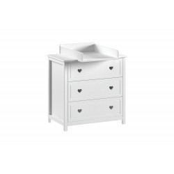 Skuffekommode med pusletop – AMORI, hvid