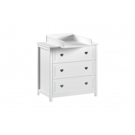 Skuffekommode med pusletop – AMORI, hvid