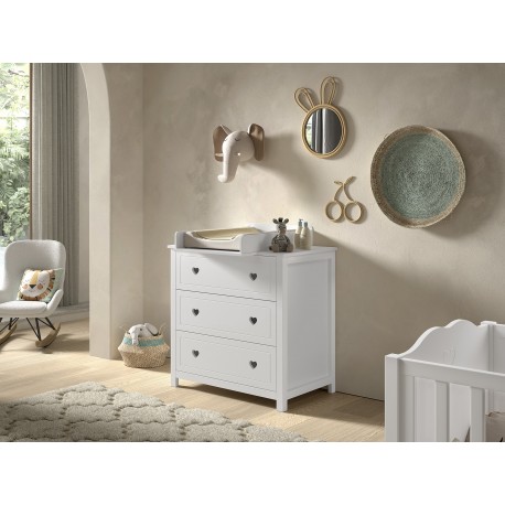 Skuffekommode med pusletop – AMORI, hvid