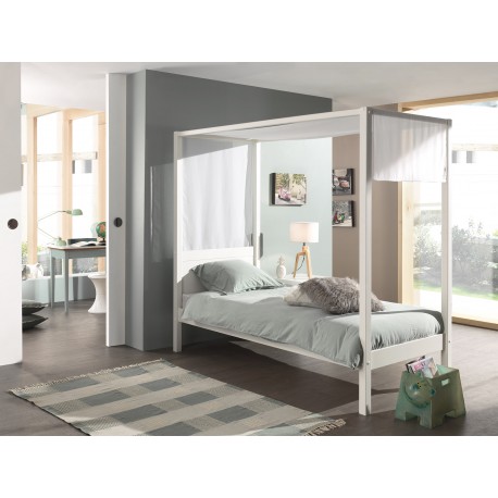 Himmelseng til børn PINO 90 × 200 cm – hvid med teltdug