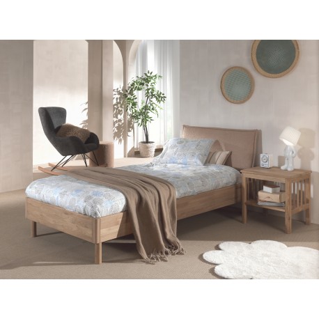 Seng med sengegavl og natbord 90 x 200 cm – Forrest Oak, eg