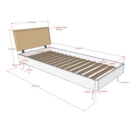 Seng med sengegavl og natbord 90 x 200 cm – Forrest Oak, eg