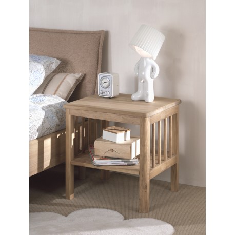 Seng med sengegavl og natbord 90 x 200 cm – Forrest Oak, eg