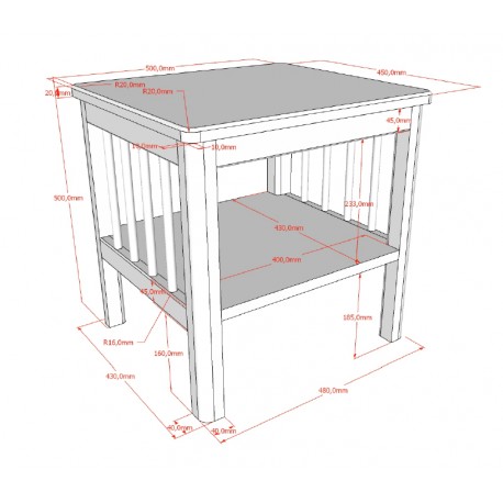Seng med sengegavl og natbord 90 x 200 cm – Forrest Oak, eg