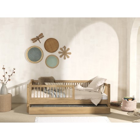 Børneseng med skuffe og sengehest Forrest Oak (90 × 190/200 cm) – eg