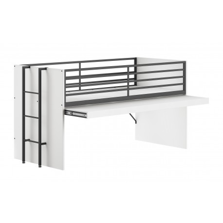 Halvhøj seng med opbevaring Sam sæt 90 × 200 cm – hvid