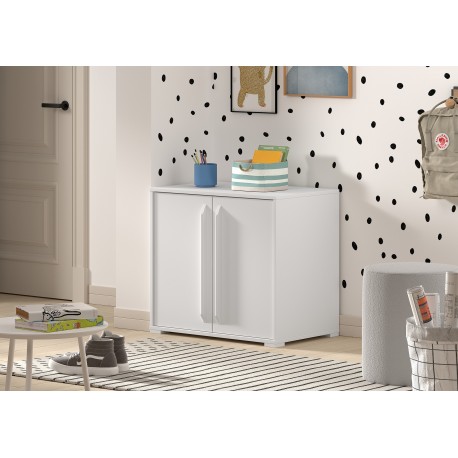 Halvhøj seng med opbevaring Sam sæt 90 × 200 cm – hvid