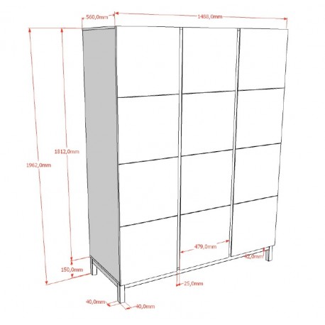 Børneværelsesæt Eva 90 x 200 cm – hvid seng, natbord, garderobeskab og kommode