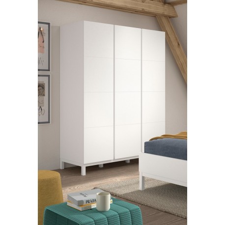 Børneværelses-sæt Eva 90 x 200 cm – hvid seng, garderobeskab, skrivebord og natbord