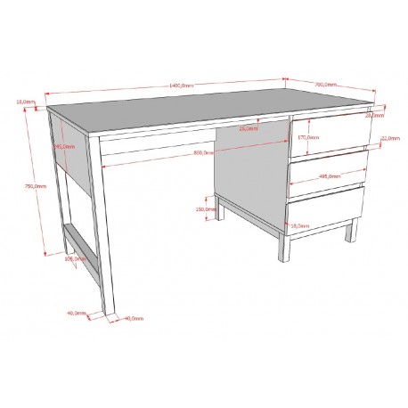 Børneværelses-sæt Eva 90 x 200 cm – hvid seng, garderobeskab, skrivebord og natbord