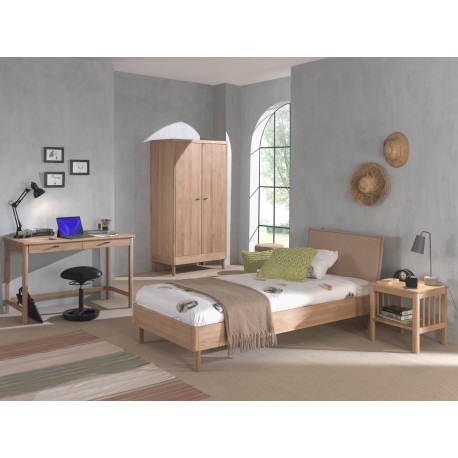 Børnemøbelsæt i eg Forrest Oak 90 x 200 cm – seng, natbord, garderobeskab og skrivebord