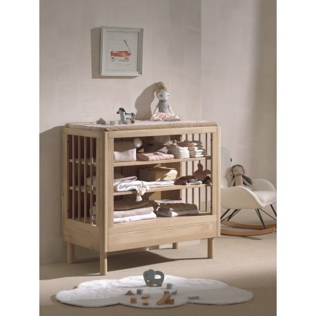 Baby sengesæt med tremmeseng og puslebord – Forrest Oak (60 × 120 cm), eg