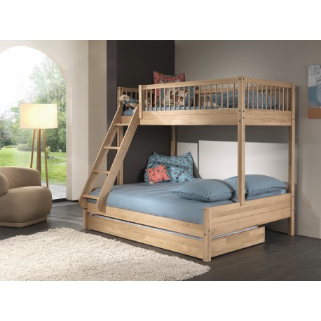 Køjeseng familie med udtræk – Forrest Oak, eg (140×200 + 90×200)