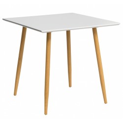 Polar Spisebord 75 x 75 - Hvid med Naturben