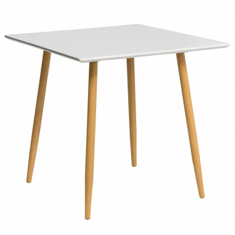 Polar Spisebord 75 x 75 - Hvid med Naturben