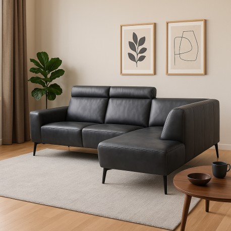 Hjort Knudsen Assens Semianilin læder Hjørnesofa med open end - Højrevendt