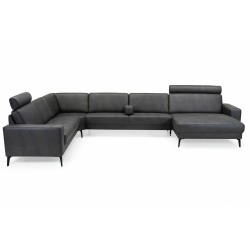 Hjort Knudsen Esbjerg læderhjørnesofa med XL Chaiselong - Højrevendt